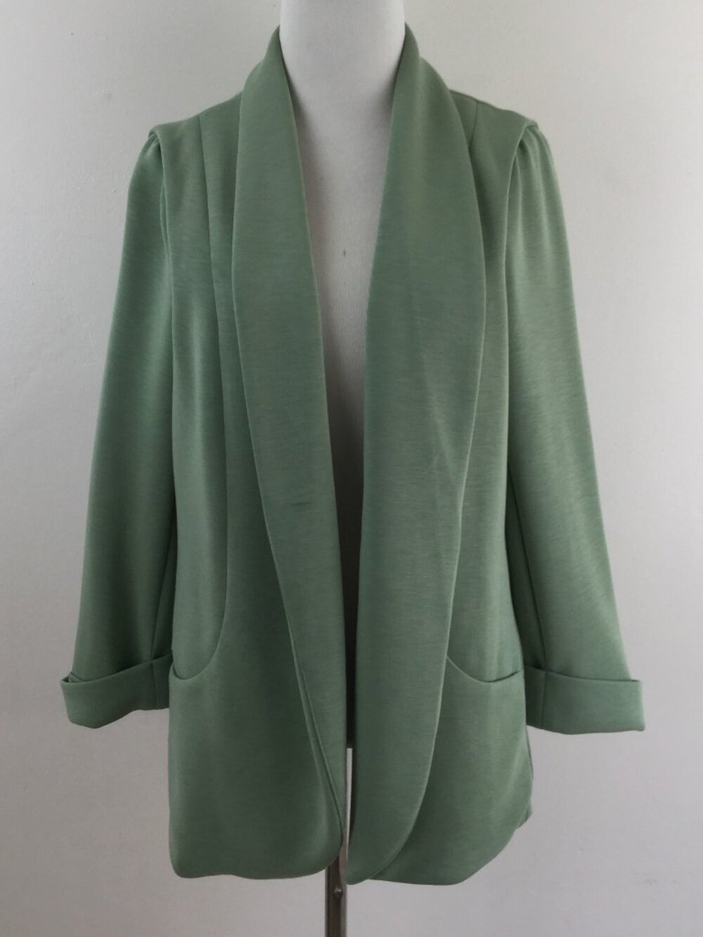 Skies are Blue Moss Green Open Front Blazer m